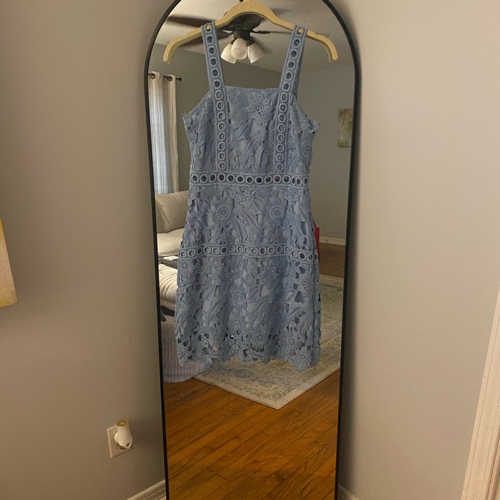 Sam Edelman Blue Sundress with Square Neck Sleeveless Design for Wedding Guest
